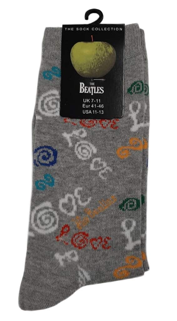 The Beatles Men's Grey 'Love' (Grey) Socks (One Size = Uk 7-11)