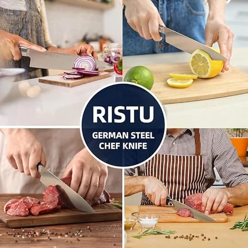 Ritsu Chef Knife - 8 Inch German High Carbon Stainless Steel Sharp Kitchen Knife With Ergonomic Handle,Professional Kitchen Knives For Home Kitchen Restaurant, Japanese Cooking Knife With Gift Box #TOP6