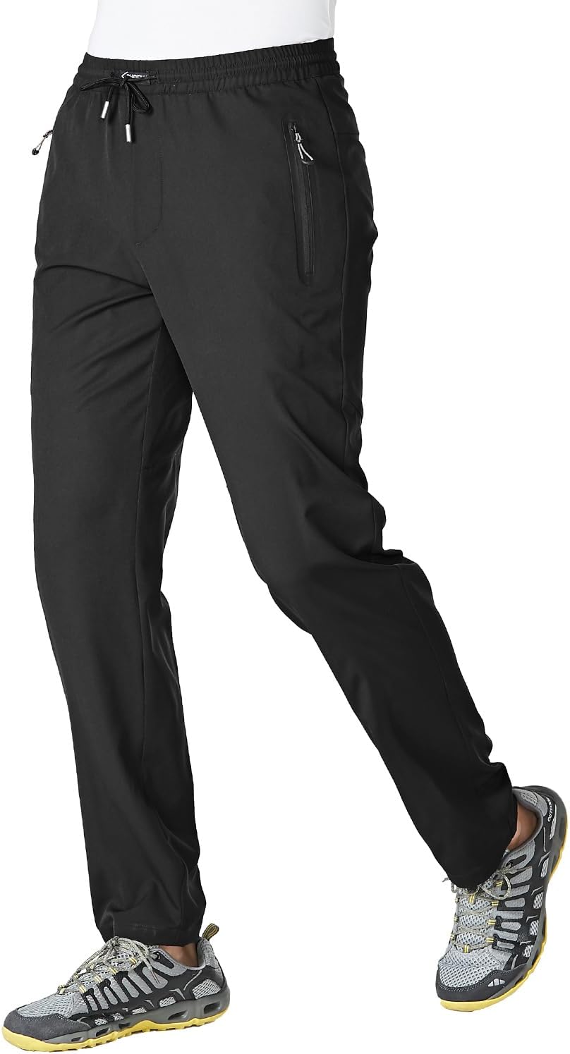 BGOWATU Men's Athletic Running Pants Lightweight Quick Dry Jogging Hiking Casual Sports Sweatpants with Zipper Pockets