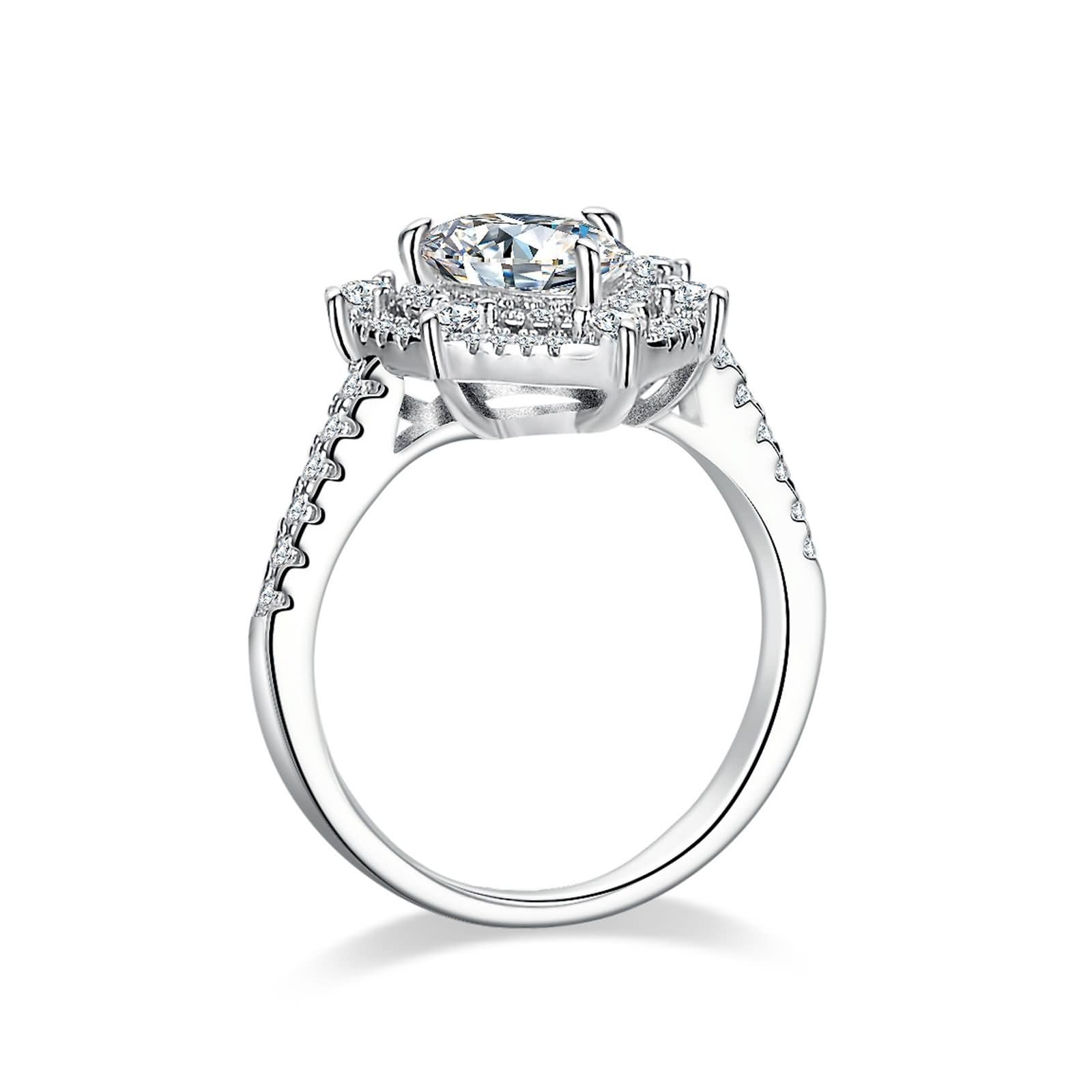Anillos de boda para mujer, anillos de compromiso, oro auténtico con moissanite de 2 quilates, oro blanco, forma de gota, anillo Halo para mujer