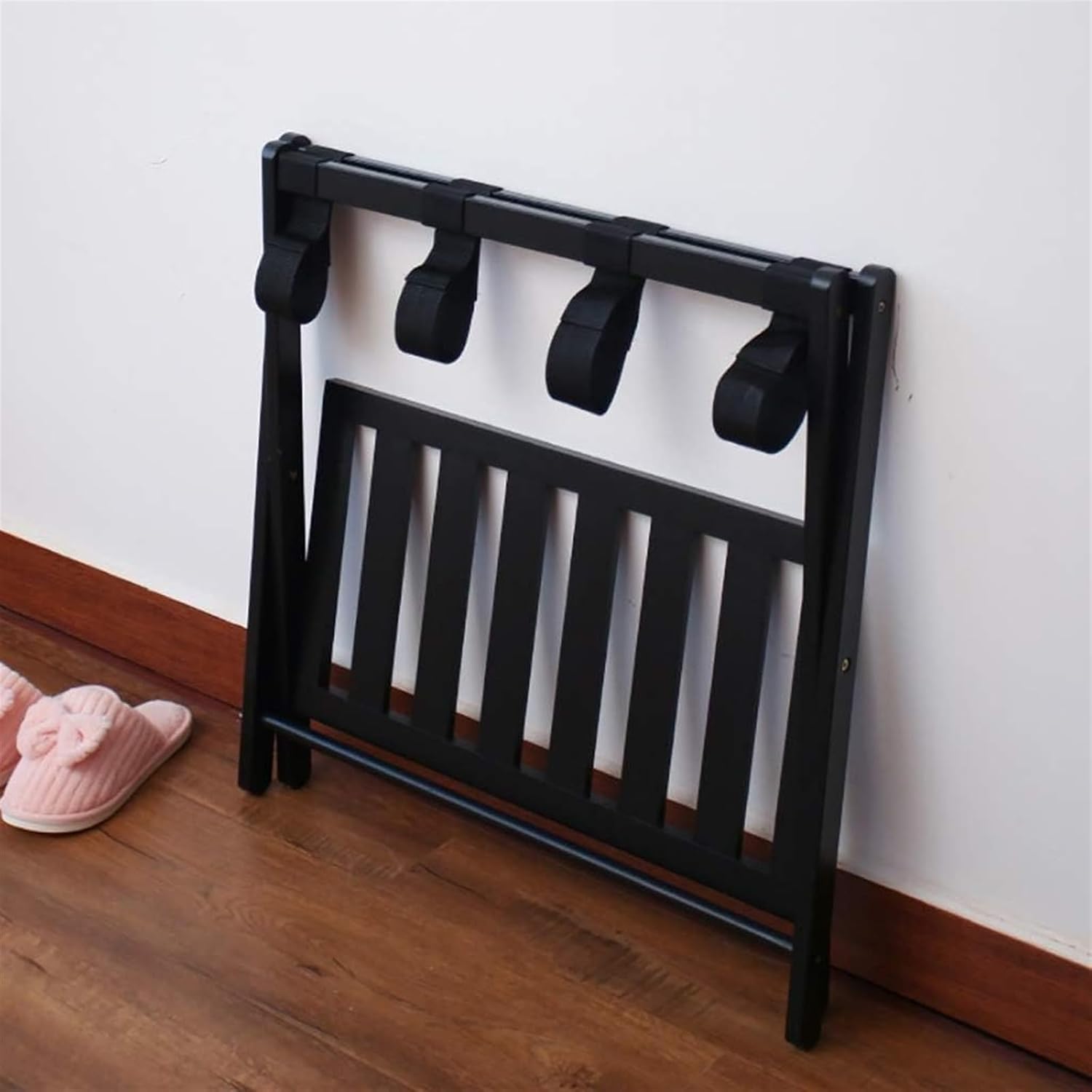 Luggage Rack Durable Bamboo Luggage Rack Folding Suitcase Stand With Nylon Straps For Home Hotel Bedroom Suitcase Stand