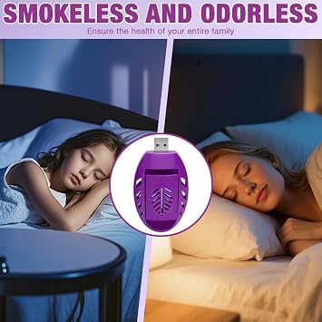 USB Mosquito Repellent Plug In, 2PACK Portable USB Powered Insect Repellent Plug In with 90 Mosquito Tablets, Electric Mosquito Repeller for Indoor, Outdoor, Hiking, Garden, Home, Travel-Purple