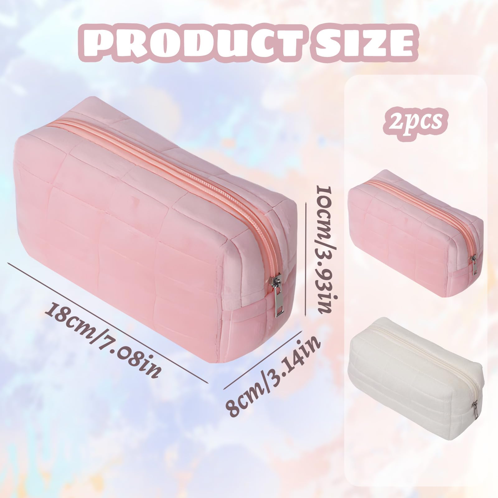 2 Pack Make Up Bag, Cosmetic Bags for Travel Mini Makeup Bag with Smooth Zipper - Image 2