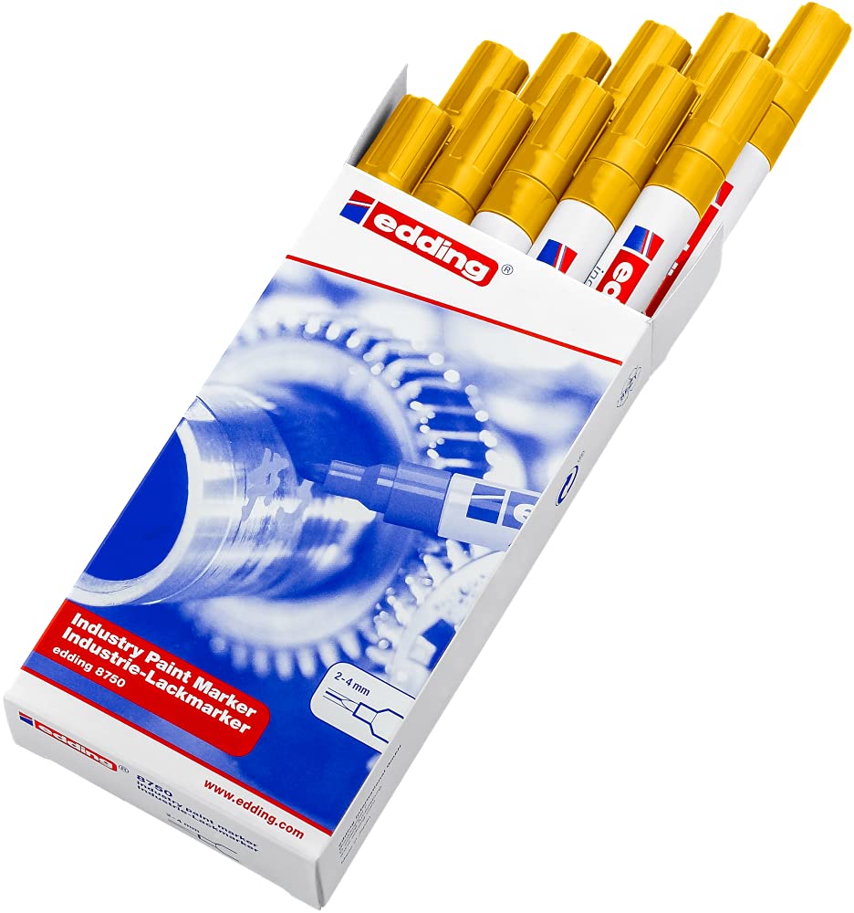 Edding 8750-10 Marcadores de Tinta Opaca Industrial - Punta Redonda 2-4 mm - Amarillo