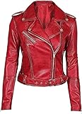SBRM winter Riverdale Toni Topez Southside Serpents Genuine Leather Cheryl Blossom Jacket (US, Alpha, Medium, Regular, Regular, Red)