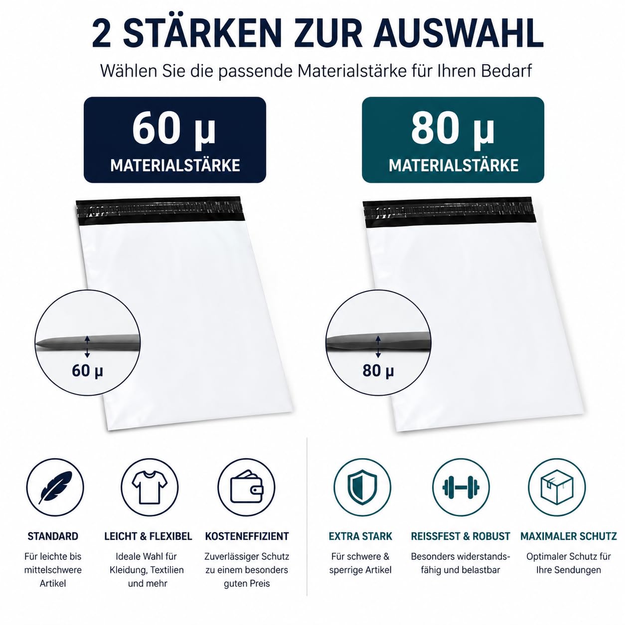 Buste per spedizioni postali in plastica LDPE Coex 25 x 35 cm, 35 x 45 cm, 45 x 55 cm, 40 x 60 cm, 60 µm