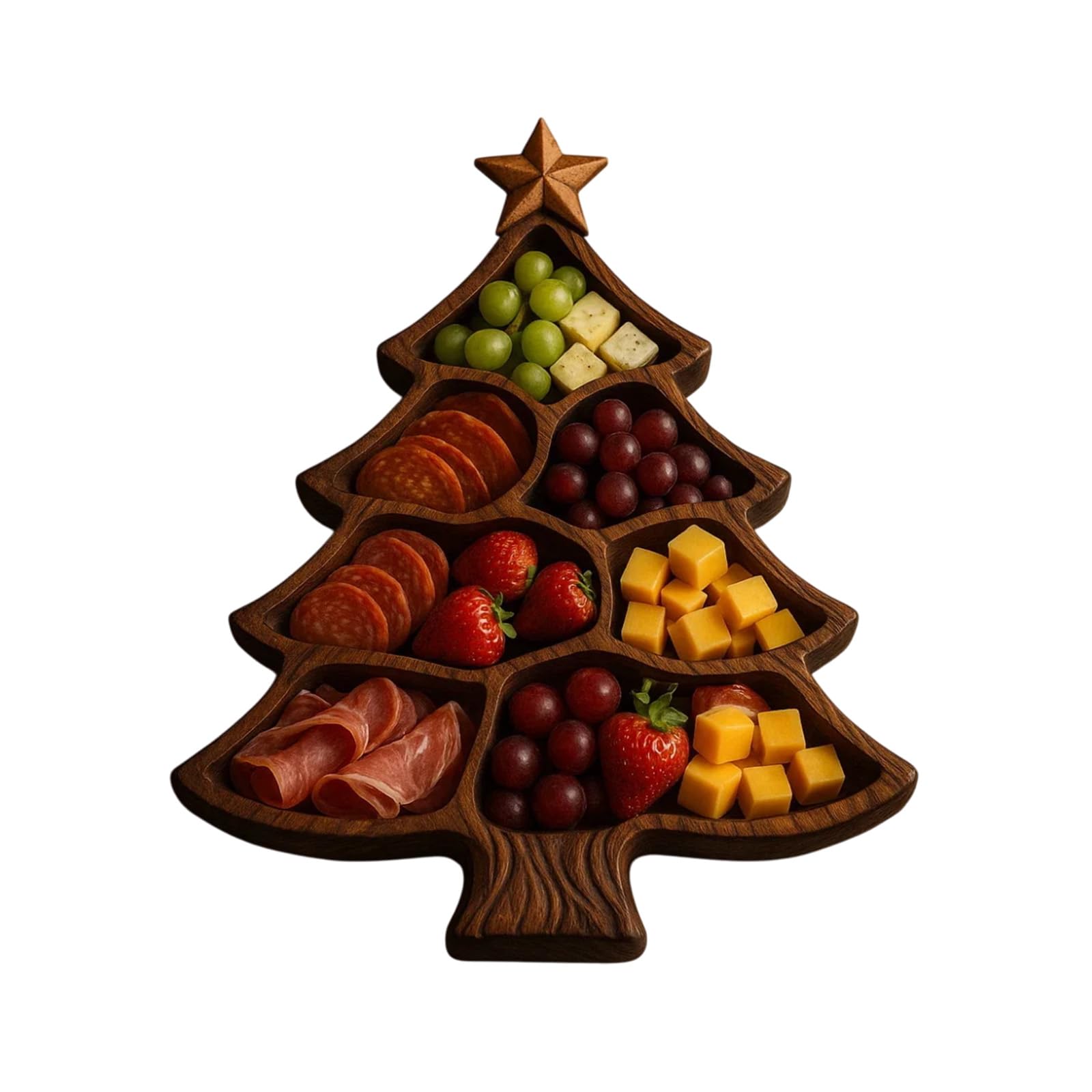 Nrgqaxm 10 Inchs Christmas Plates, Serving Dishes Tree Charcuterie Board Tree Shaped Wood Serving Tray Versatile Server Plate For Food Storage Desserts Fruit