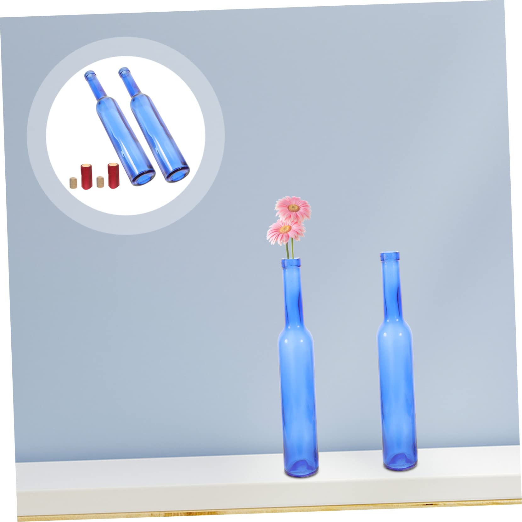 DECHOUS 375ml Bouteille de Vin en Verre Bleu, Lot de 2