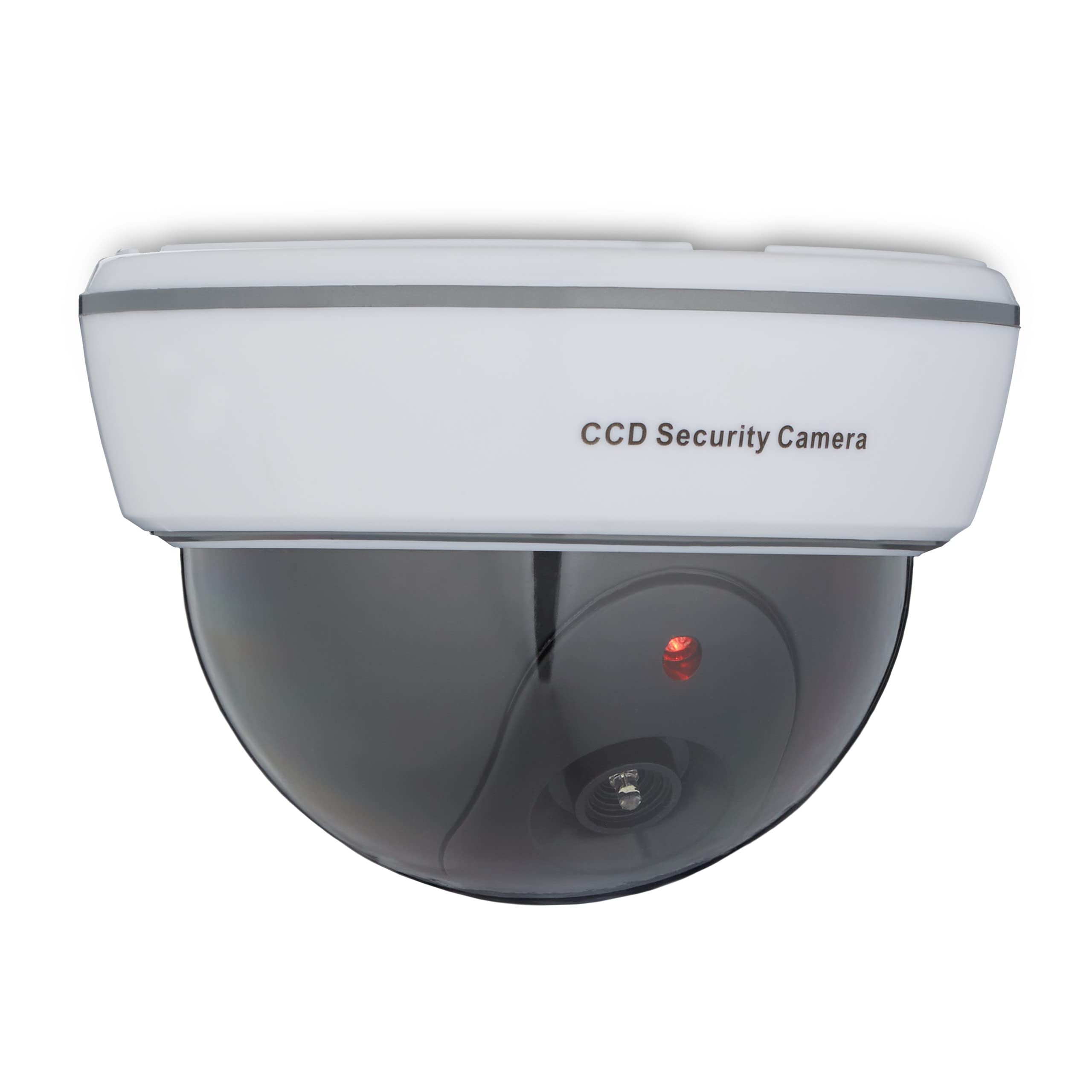 Relaxdays Set of 2 Dummy Cameras, Flashing LED Light, Indoor & Outdoor, Burglar Deterrent, 8.5 x 12.5 x 12.5 cm, White