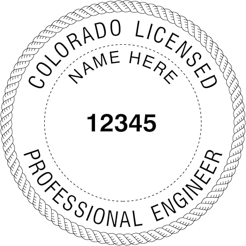 Sello de ingeniero de autoentintado, sello de goma personalizado, sello de tinta ideal para 500 sellos redondos de goma para el estado de Colorado