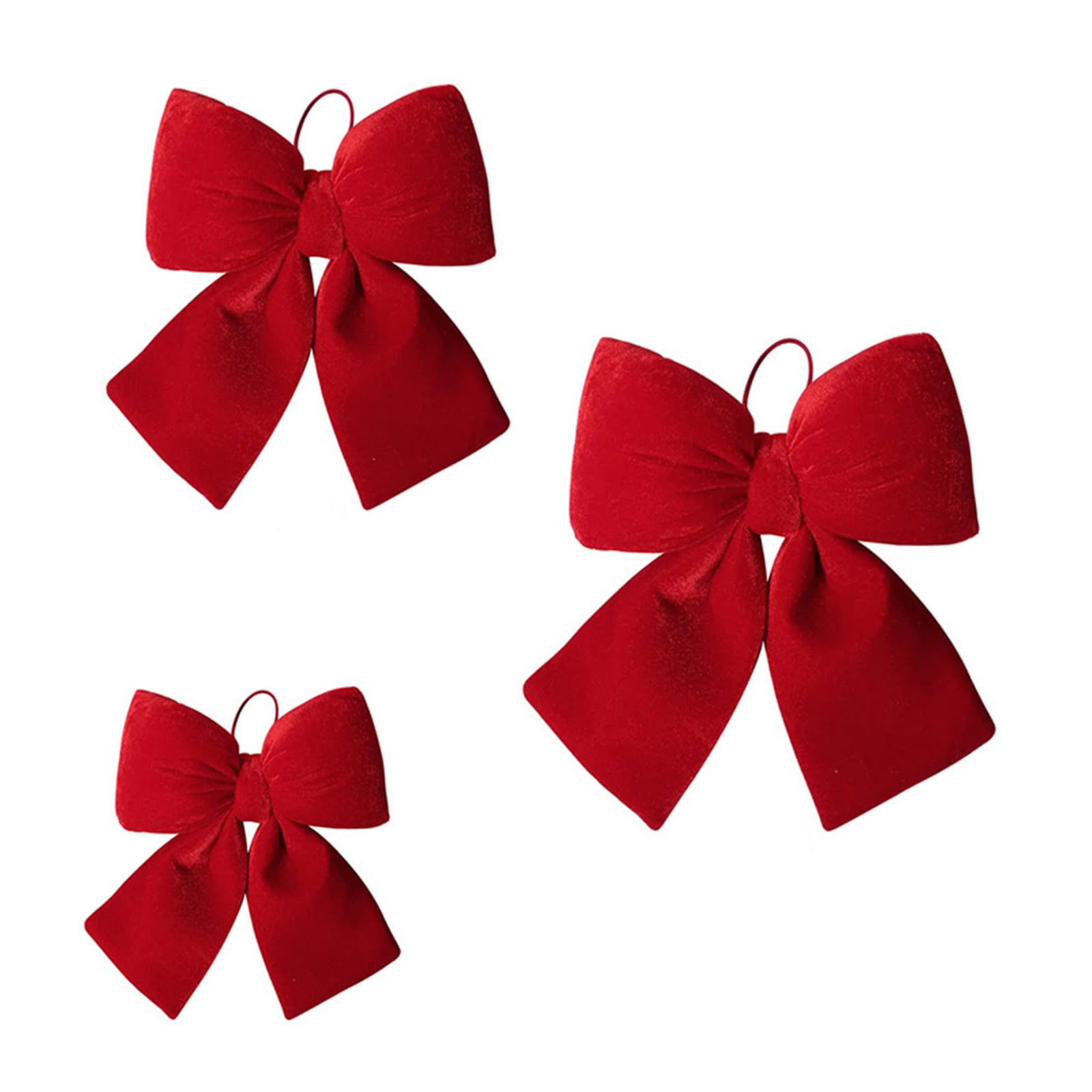 Jazuaiao 3Pcs Velvety Fabric Bowknot Holiday Tree Decoration for Christmas Tree Door Wreath Mantels Wedding Backdrops Red Velvety Christmas Decoration
