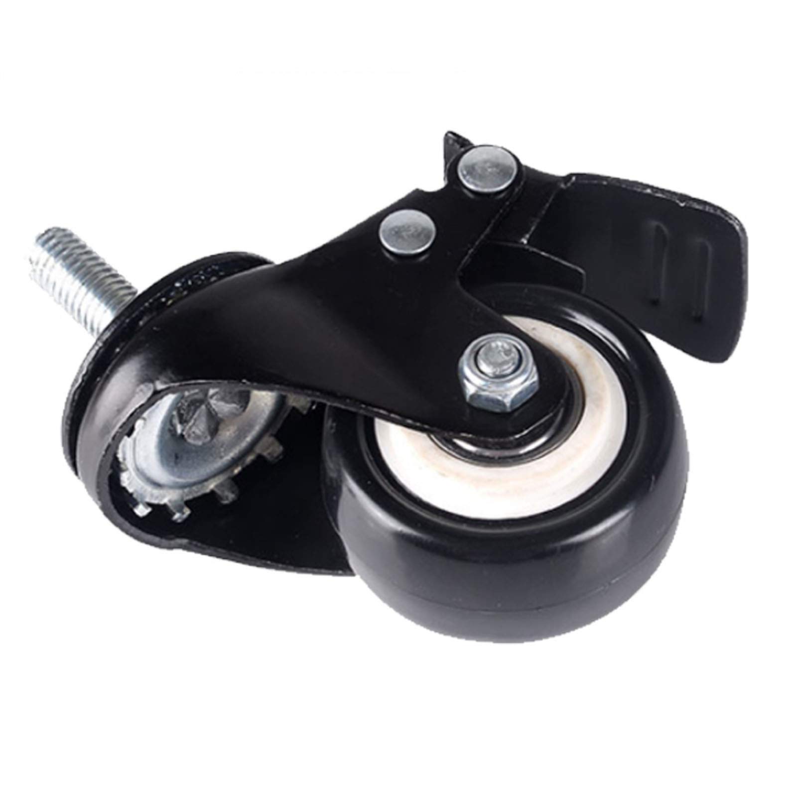 Ruote girevoli per mobili Resistenti, Confezione da 4, Ruote girevoli di Ricambio con Doppi Cuscinetti, Stelo filettato M12 x 30 mm, 75 mm (3 Pollici) con Freno, Misura Universale, poliureta