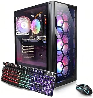 STGAubron Gaming PC Desktop Computer, Intel Core i7 up to 3.9GHz, GeForce GTX 1660 Super 6G, 32GB RAM, 1TB SSD, 600M WiFi, BT 5.0, RGB Fan x4, Windows 11 Home