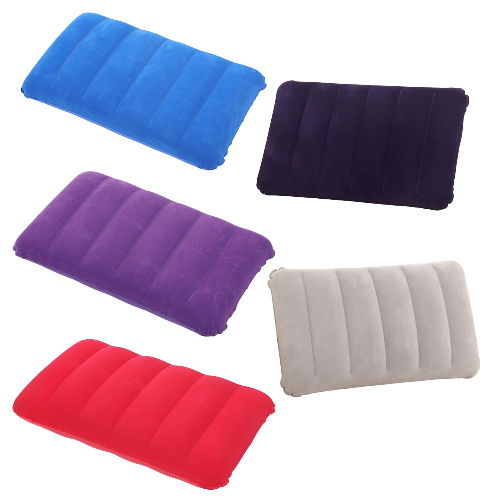 5 STK. aufblasbares ultraleichtes Kissen für Büroschlaf, 11,8 x 18,5 in, 30 x 47 cm Reisekissen mit Flockstoff, kompaktes Nackenkissen als Set für Camping und Flugreisen