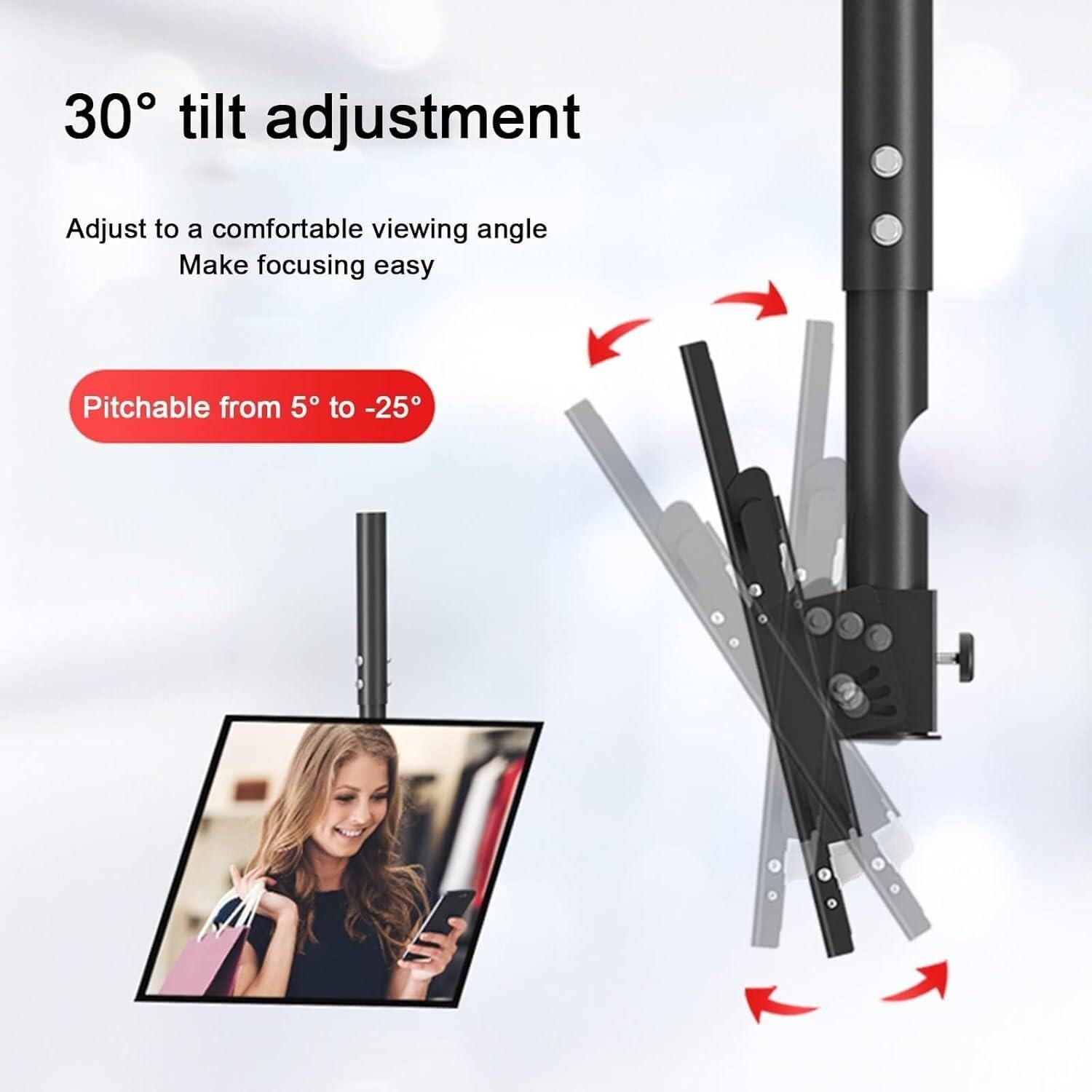 LNNW Soporte TV Pared Soporte de montaje de TV de techo ajustable, soporte de TV giratorio con inclinación y rotación de 360 ​​grados de movimiento completo, soporte de TV inclinable y giratorio