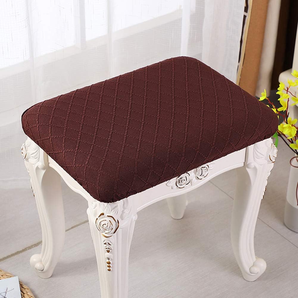 ANWUCHEN Stool Covers Rectangle,4 Pack Stretch Rectangle Bar Stool Covers Elastic Vanity Stool Cover Jacquard Chair Seat Slipcover Counter Stool Covers Saddle Seat Cover for Wooden Metal Bench(Coffee)