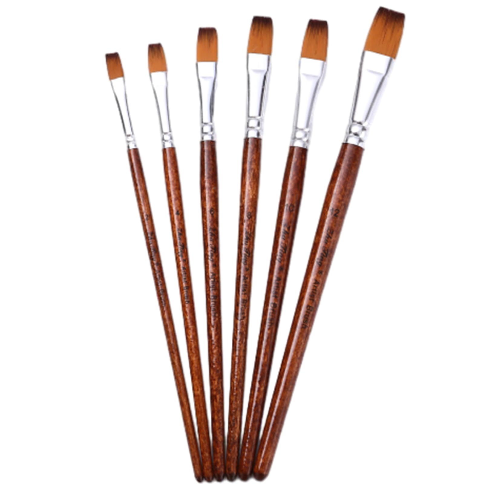 6pcs Professional Flat Paint Brush Set, Artist Watercolour Paintbrushes, for Acrylic, Oil, Watercolor Painting Made Premiumwith Nylon Hair Art Paint Brush, for Beginners and Professionals