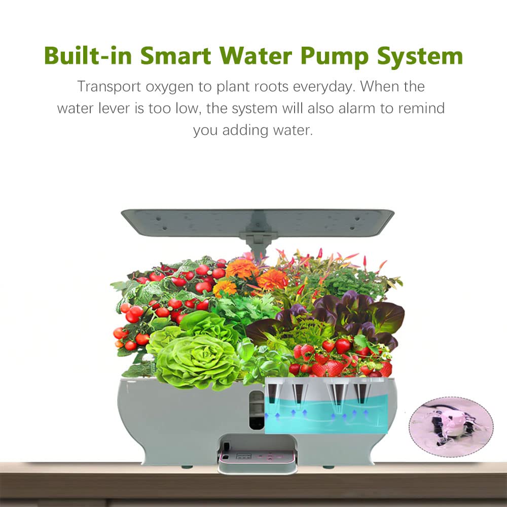Sistema de riego automático, sistema de crecimiento hidropónico inteligente, set de riego automático con temporizador, luz LED de crecimiento,depósito de agua de 3 l,para plantas en macetas interiores