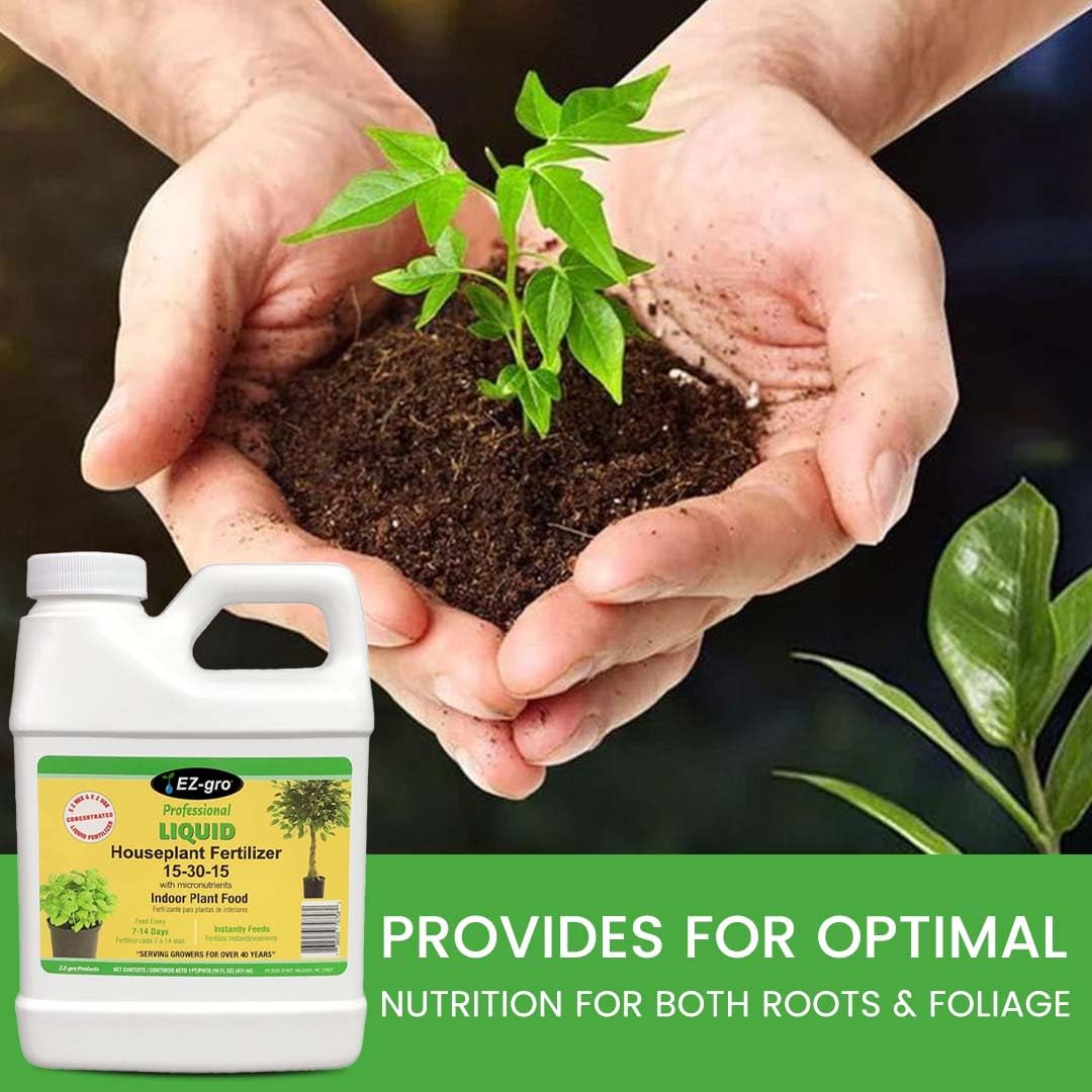 EZ-GRO House Plant Fertilizer 15-30-15, Indoor Plant Food - Concentrated Liquid Fertilizer with High Phosphorus | Liquid Plant Food for Houseplants | Specially Made for The Nutrition of Indoor Plants