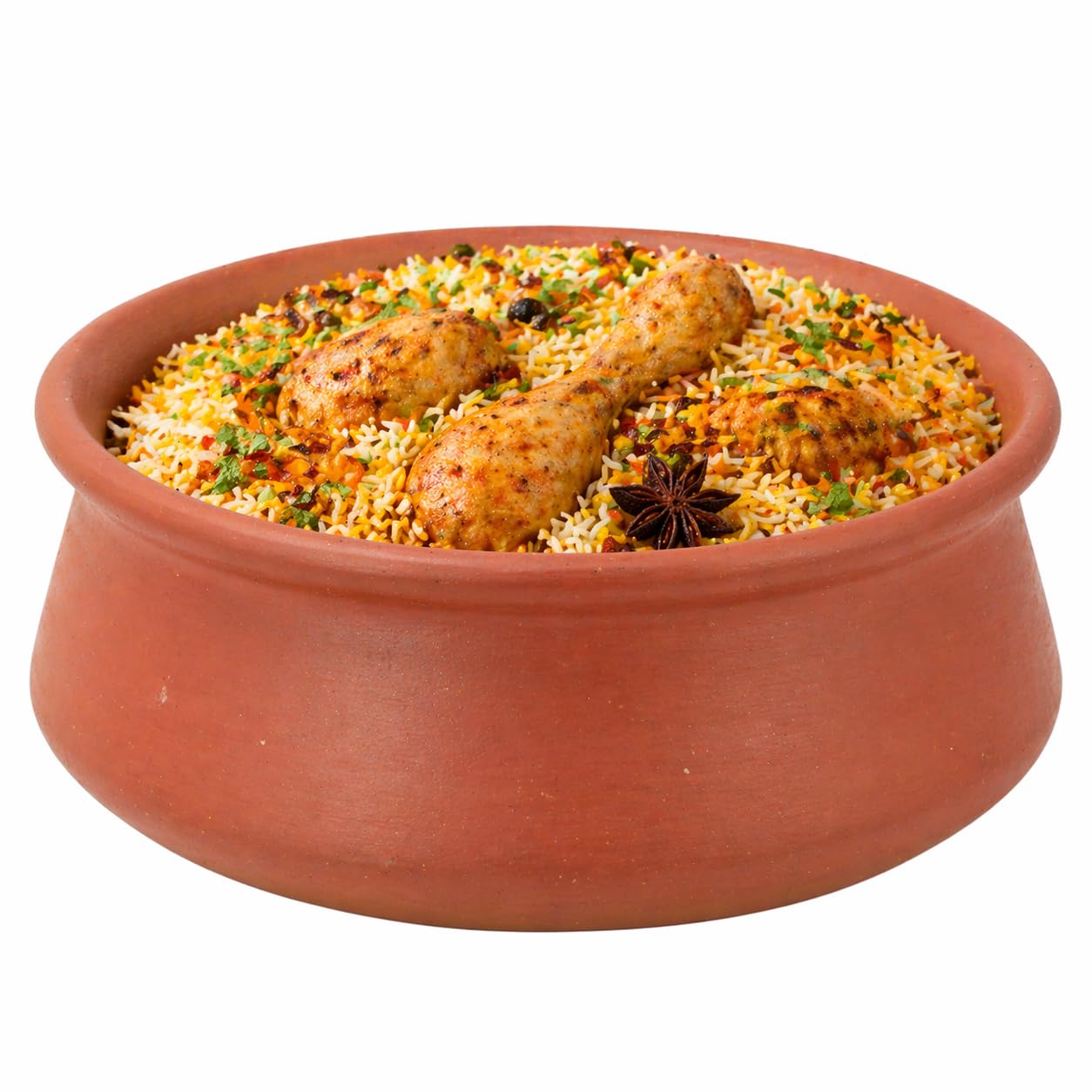 Clay Handi Earthen Pot Terracotta Biriyani Curry Balti Serving Pot Curd Handi Deep Round Unglazed Clay Indian Hand Made Traditional Mitti Pot (4 Litre)