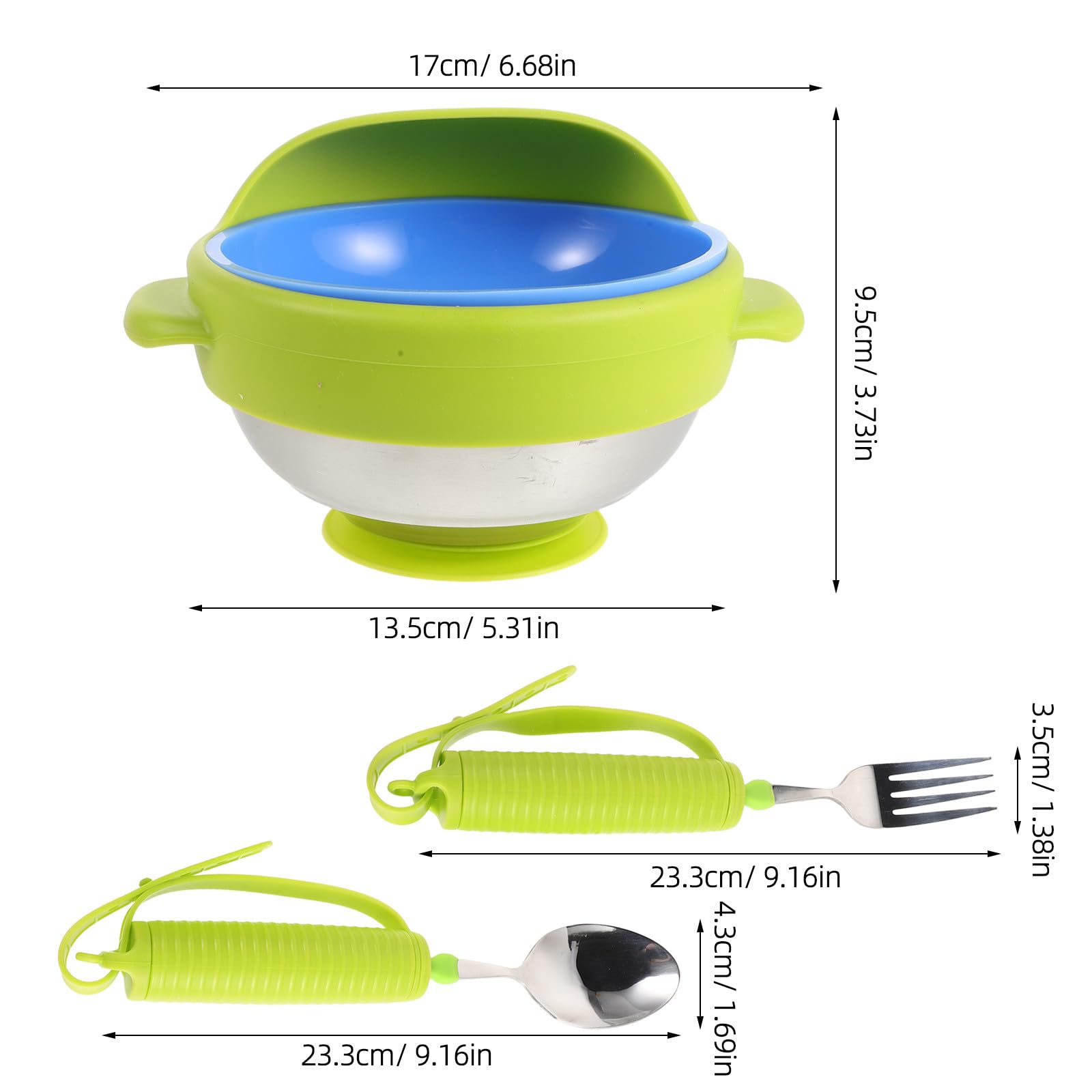 TEHAUX Juego de Cubiertos Antivibración Mango Ergonómico de Acero Inoxidable y Silicona para Personas Mayores, Vajilla Antiderrame para Entrenamiento y Alimentación Asistida en Casa