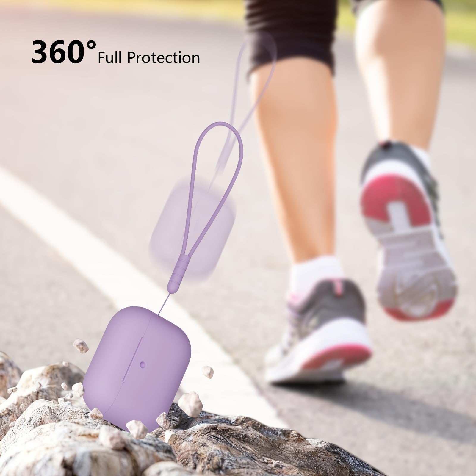 Custodia in Silicone Compatibile con Airpods Pro 3 Generazione Case, Case Cover Protezione Completa in Silicone Morbido per AirPods Pro 3 con Cordino, LED Anteriore Visibile, Lavanda - 5