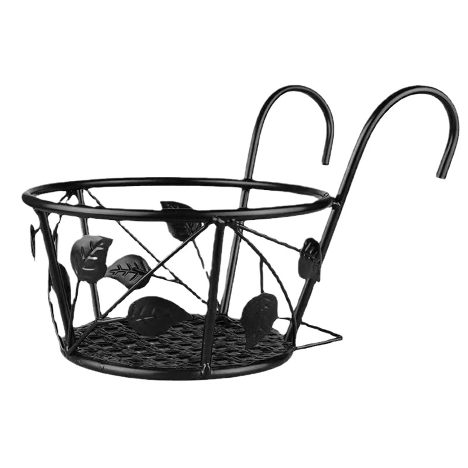 MDSIOKHJ Hanging Basket Bracket Outdoor Hanging Basket Plant Iron Racks Garden Decoration Fence Balcony Round Flower Pots Planter Stand Holder