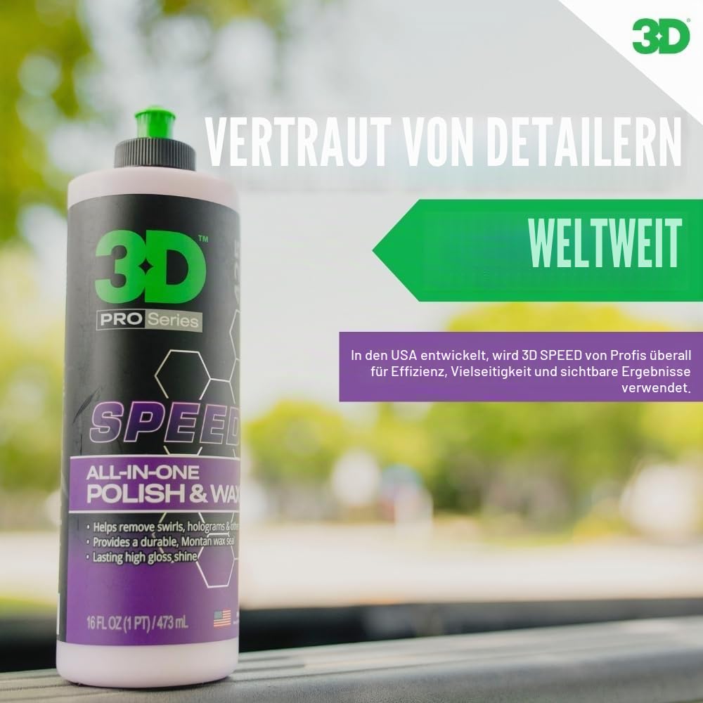 3D Speed Car Scratch Remover Polish & Wax - 453.6 g - All-in-One Scratch Remover, Swirl Correction & Wax Sealant Protection with Glossy Shine