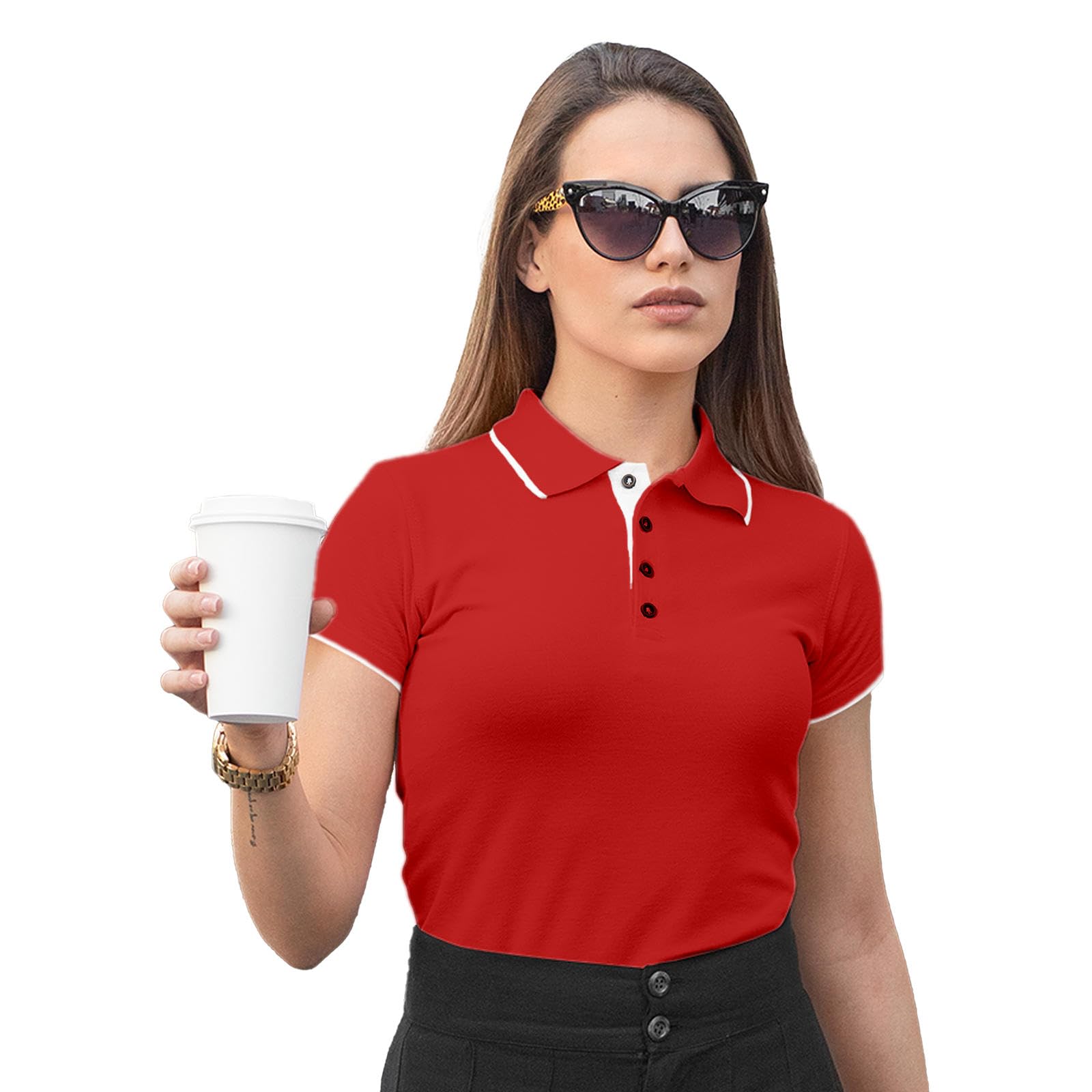fighterhero Women's Polo T-Shirt | Cotton Rich | Globally Certified Fabric | Wrinkle-Resistant | Colors Dont Fade | Regular Fit | Plain Solid Design-picture-46