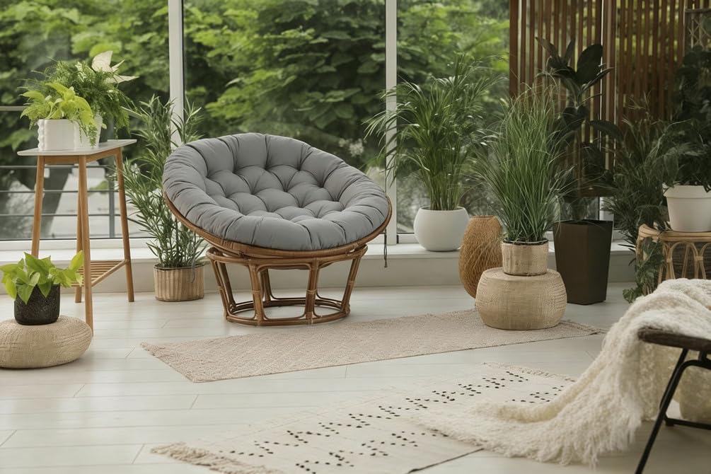 ZTGL Papasansessel Kissen Sitzkissen Hängesessel Rund und Groß 150/160/170/180 cm - Polster für Korbsessel Papasan Chair Lesesessel und Rattansessel für Outdoor und Indoor,Dark Gray,160x160cm