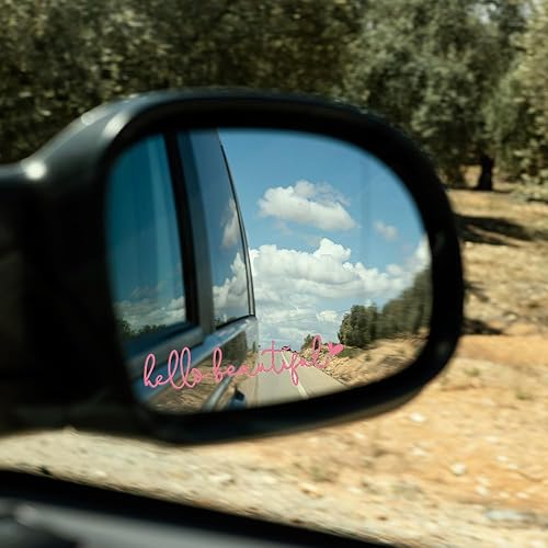 Miniatura 6 de 3 calcomanías para espejo retrovisor con texto en inglés Hello Beautiful, calcomanías para ventana de automóvil para vehículos, calcomanías y