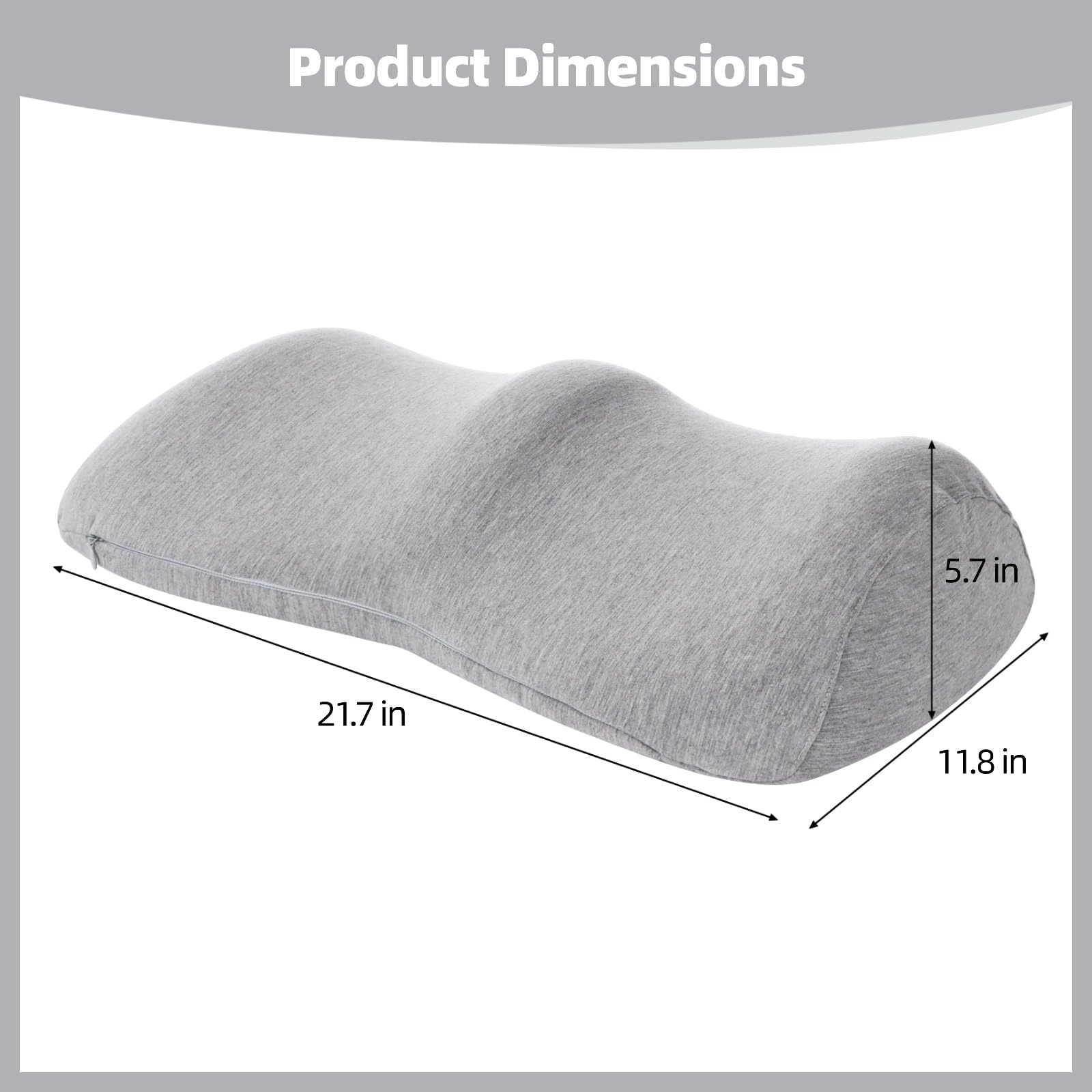Beinlagerungskissen, Memory Foam Kniekissen zum Schlafen, 55 x 30 x 14,5 cm Venenkissen zum Hochlagern der Beine, bequem, mit abnehmbarem Bezug, Hellgrau