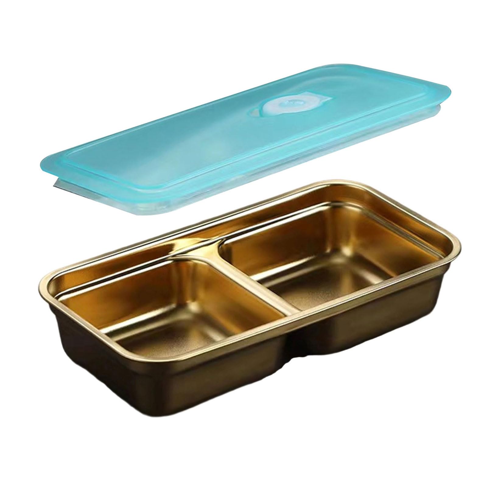 Lerpwige Leakproof Double Compartment Food Container Rustproof Meal Box Outdoor Double Compartment Meal Container