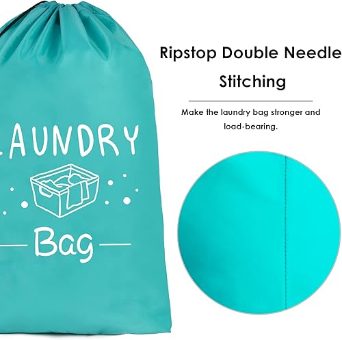 Miniatura 6 de Paquete de 2 bolsas de lavandería de viaje extra grandes con cordón, bolsas de lavandería XL impermeables para ropa sucia, maleta, ropa de gimnasio,