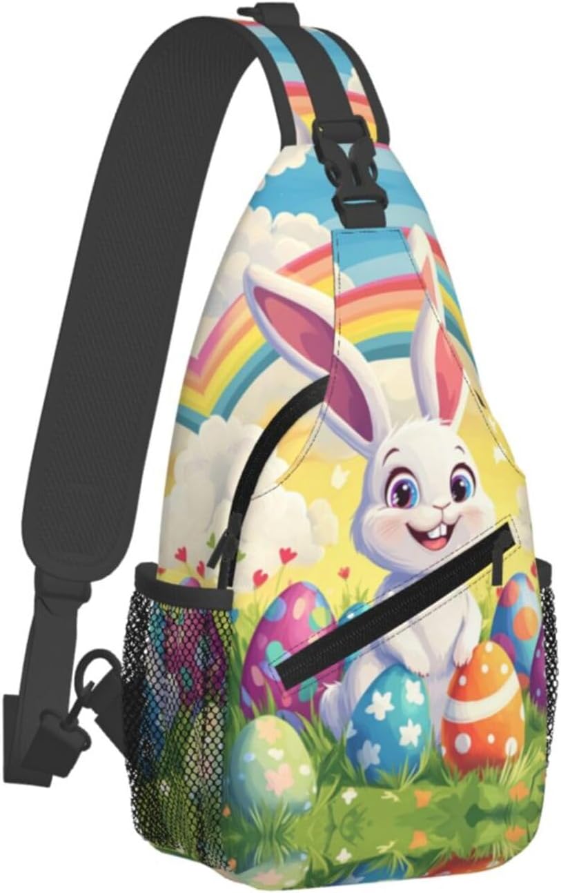 Crossbody Bag Cute Easter Bunny Sling Bag Backpack Chest Bags Shoulder Bag for Women Men