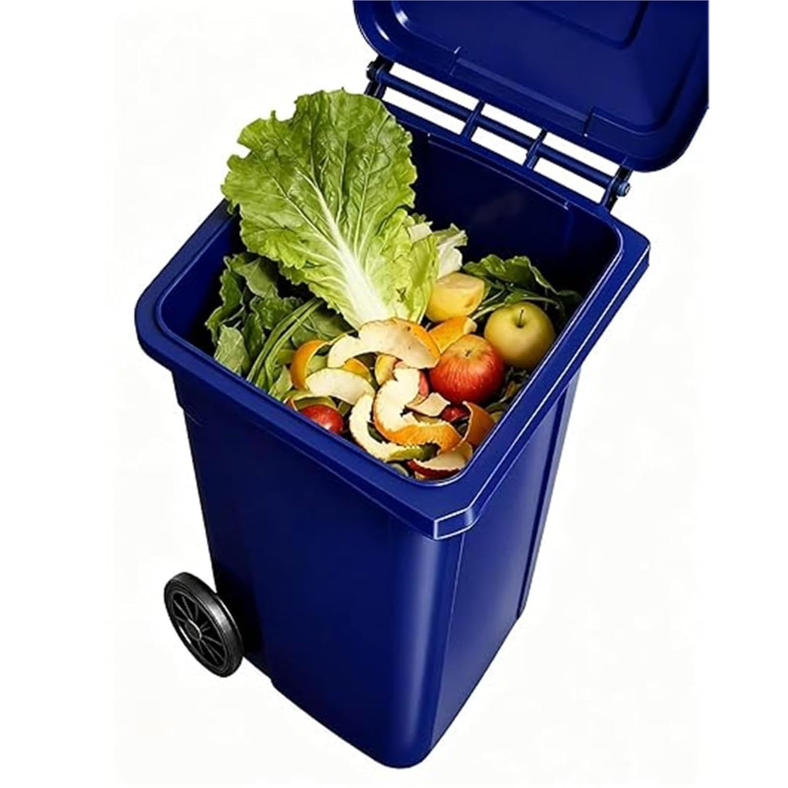 VITIWEDTY Outdoor Trash Can with Lid and Wheels, Portable Large Kitchen Commercial Garbage Bin with Side Grooves (Blue 20 Gallon/80L)