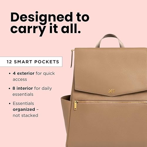 Miniatura 3 de Freshly Picked - Mochila clásica para pañales de bebé, Bolsa de pañales con cuero vegano lavable con cambiador, Bolsas de pañales convertibles,