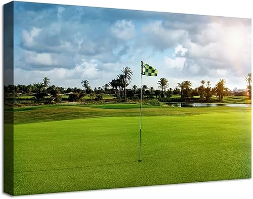 Vista 129 de chenchenArt Arte de pared de campo de golf de Estados Unidos, TPC, Sawgrass Golf Course, impresiones en lienzo, decoración de pared de golf para Rojo