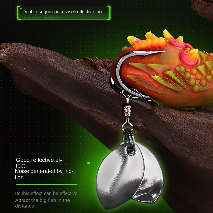 3pcs Simulation Frog Bait Upgrade Double Hook and Top Swivel Artificial Bait for Bass Catfish Fishing Bait