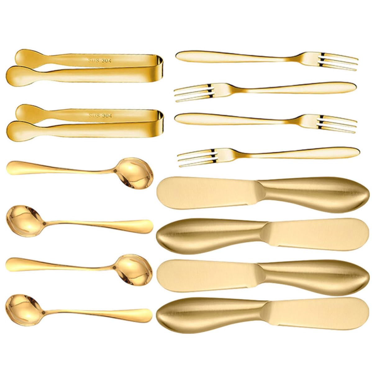 Juego de cuchillos para queso de acero inoxidable con acabado dorado de alta calidad