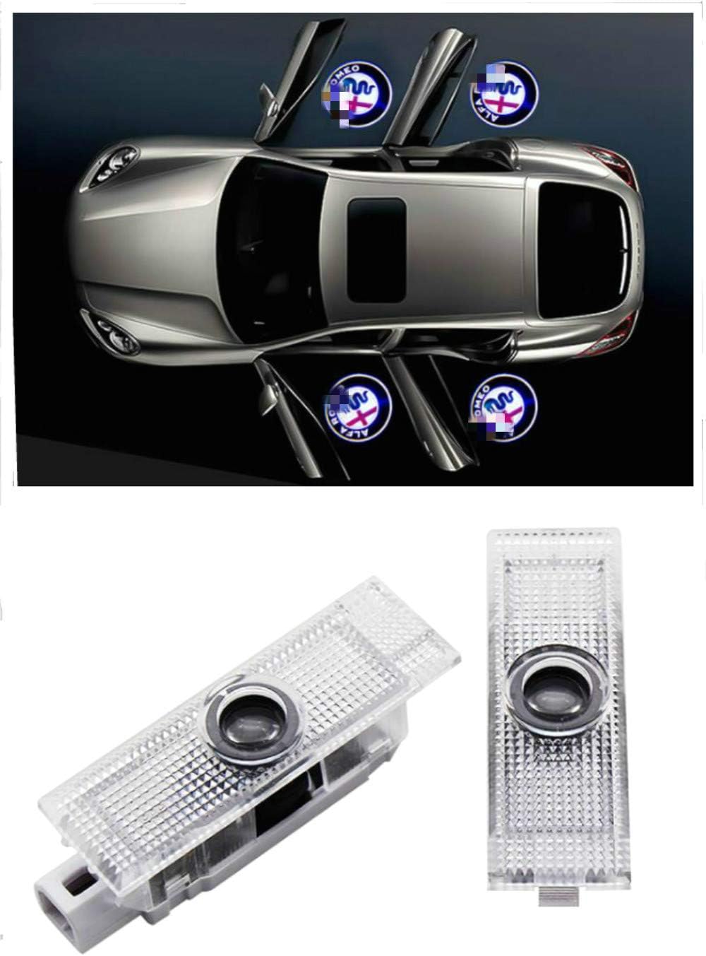 WFB Car Door LED Logo HD Projector Easy Installation Shadow Lights for Alfa Romeo 2Pcs