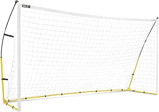 SKLZ Quickster Soccer Goal - Portable Goal for Backyard & Field - Durable Tension-Tite Frame & Heavy Gauge 2-Ply Net - Adjustable Click-Lock Poles, Metal Stakes - Carrying Case with Handle