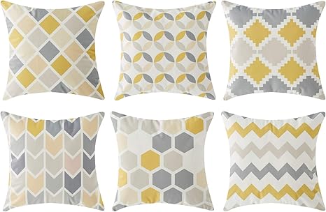 Amazon Co Jp Top Finel クッションカバー 北欧 幾何学 黄色 可愛い 45 45cm 6セット ホーム キッチン