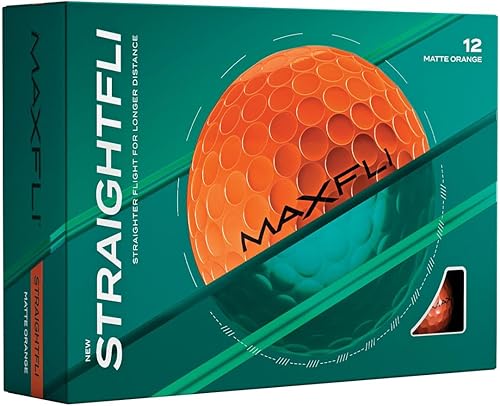 Maxfli StraightFli Golf Balls – Matte Orange (1 Pack of 12 Balls) | Low Spin Dis