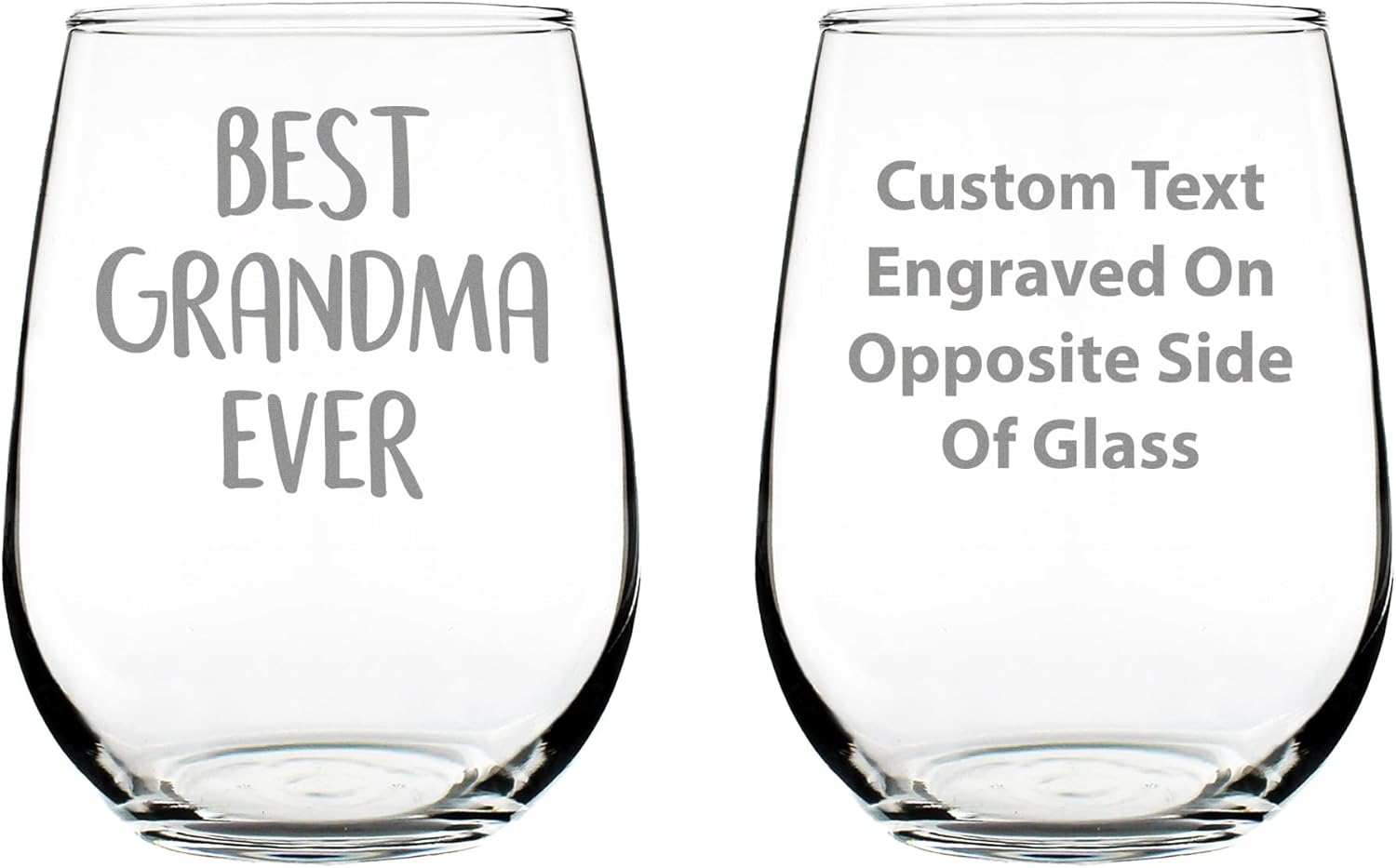 Custom Best Grandma Ever - Stemless Wine Glass Gift for Grandmothers and Moms - Birthday Glasses - Large - Parent - Customized Glasses
