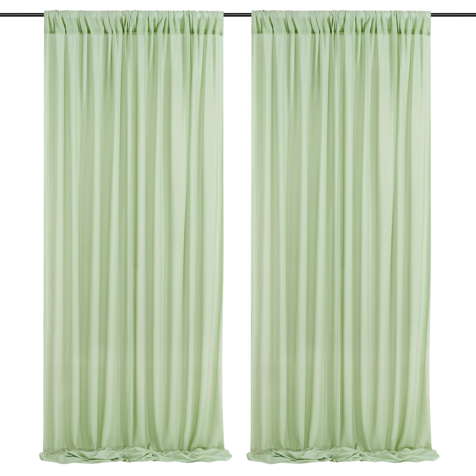 10ft x 8ft Sage Green Backdrop Curtains Sheer Chiffon Backdrop Curtain Photo Backdrop Drapes for Birthday Party Wedding Decorations 2 Panels 5ft x 8ft…