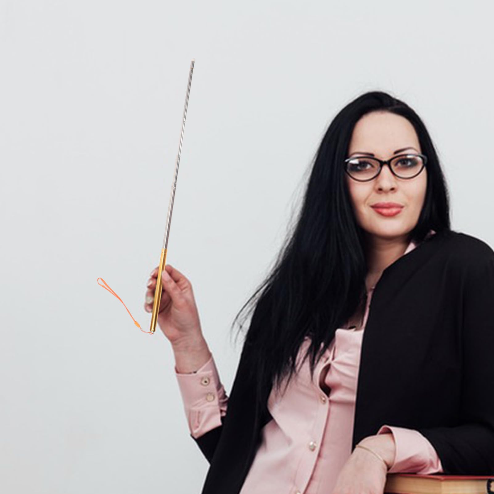 jojofuny Telescopic Stainless Steel Retractable Handheld Presenter for Classrooms Lightweight Extendable Teaching with Soft Tip for Displays Golden Random Color