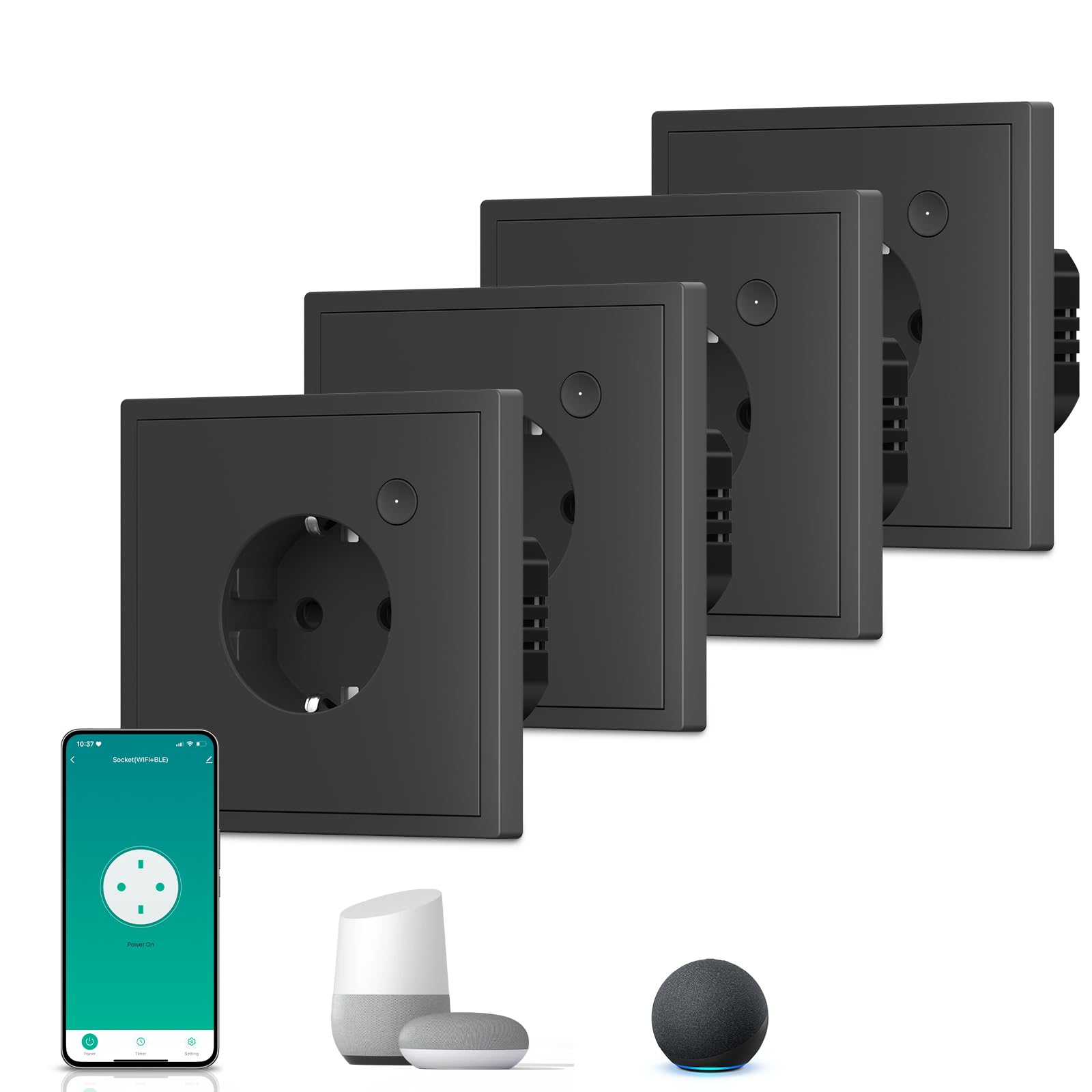 BSEED Enchufe Inteligente con 20W USB y Tipo C,Mate Enchufe Pared Wifi con Medidor Consumo,Control Remoto por APP & Voz,Requiere Cable Neutro,1 Enchufe,Blanco 86mm — view 110