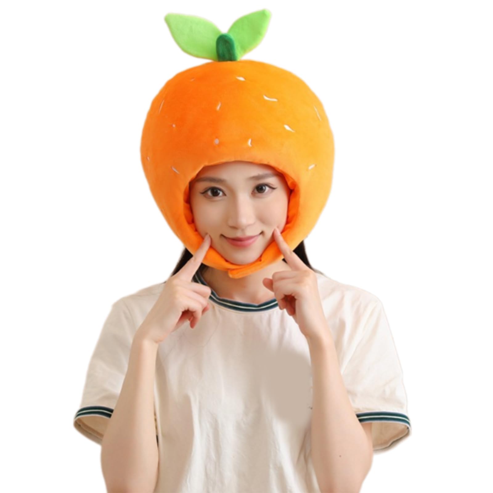 Buxuaaaa Tangerine Headgear Plush Tangerine Hat Novelty Funny Caps Photography Props Halloween Party Cosplay Costume Halloween Party Dressing Up Cosplay Costume