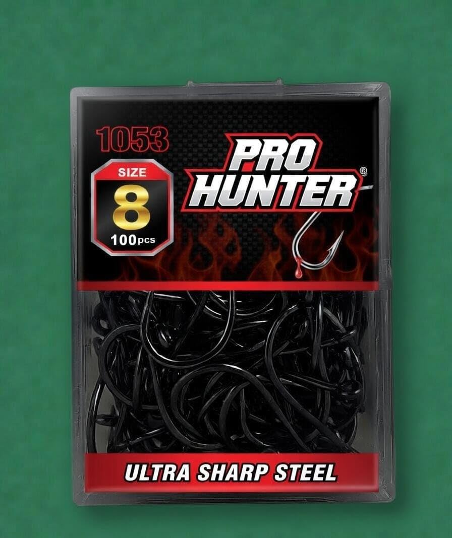 Pro Hunter Marlin Series Fishing Hooks, Size 8, Black Carbon Steel, Barbed, 100 Pieces, for Freshwater and Saltwater Fishing-image-31